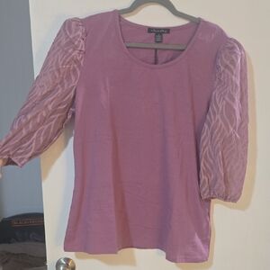 A Love Story Purple Blouse with Sheer Sleeves